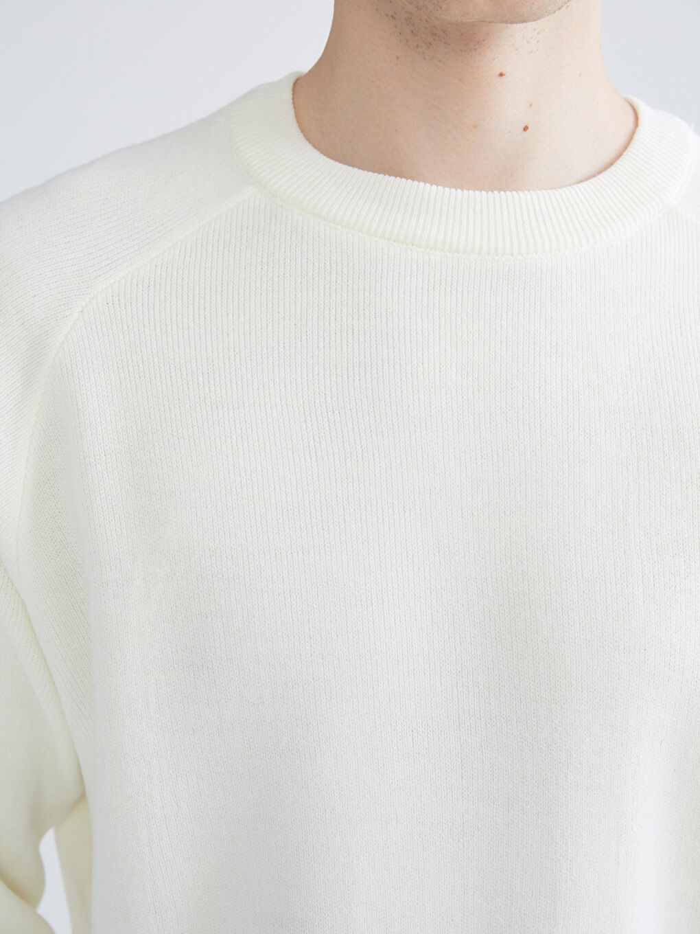 Crew Neck Long Sleeve Men's Tricot Sweater-2