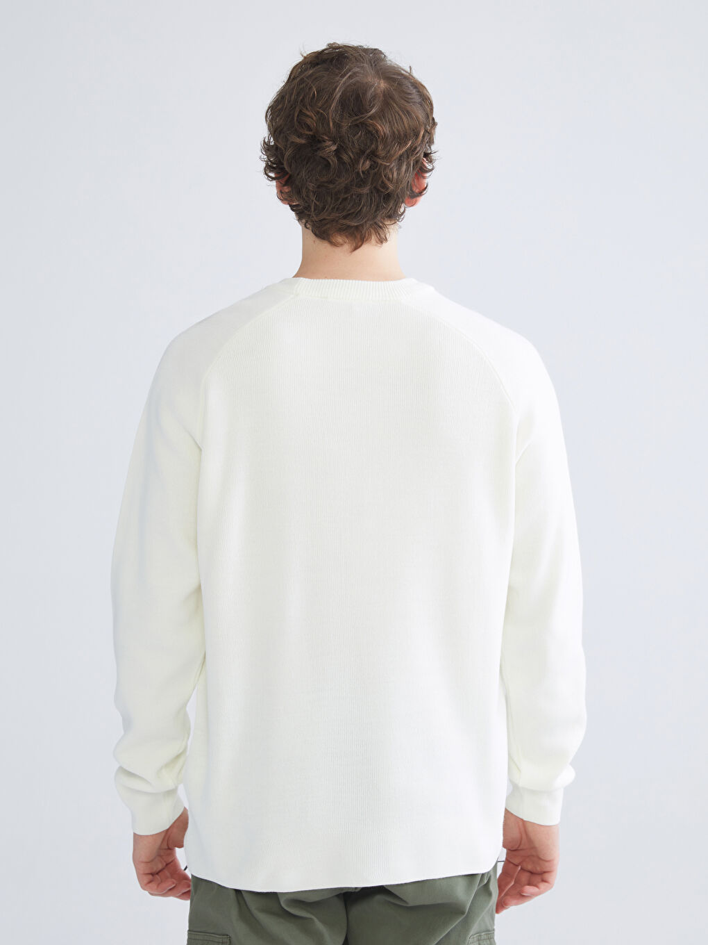 Crew Neck Long Sleeve Men's Tricot Sweater-3