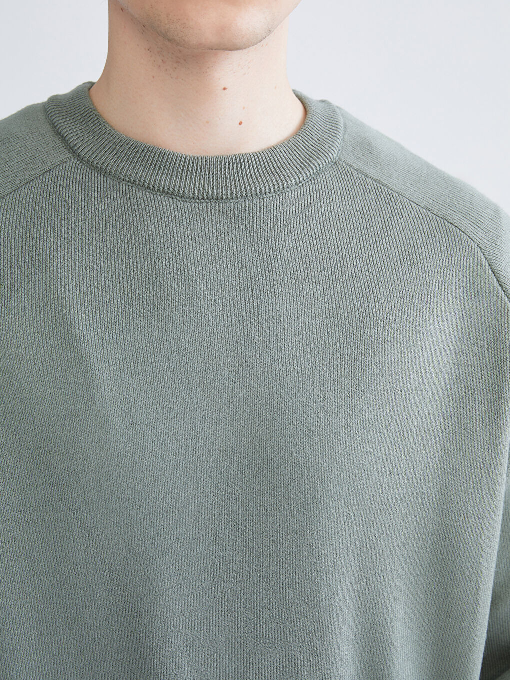 Crew Neck Long Sleeve Men's Tricot Sweater-2