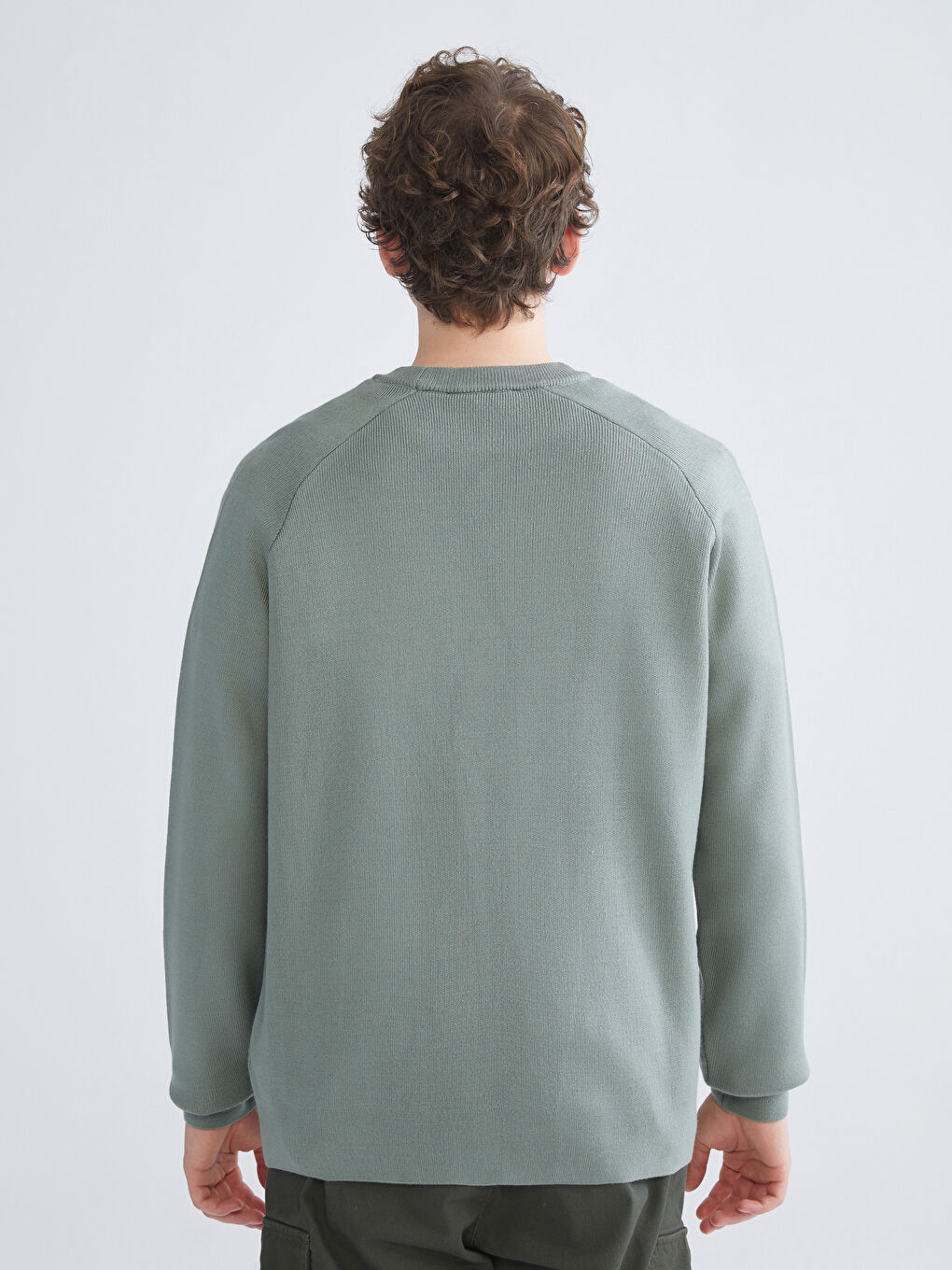 Crew Neck Long Sleeve Men's Tricot Sweater-3