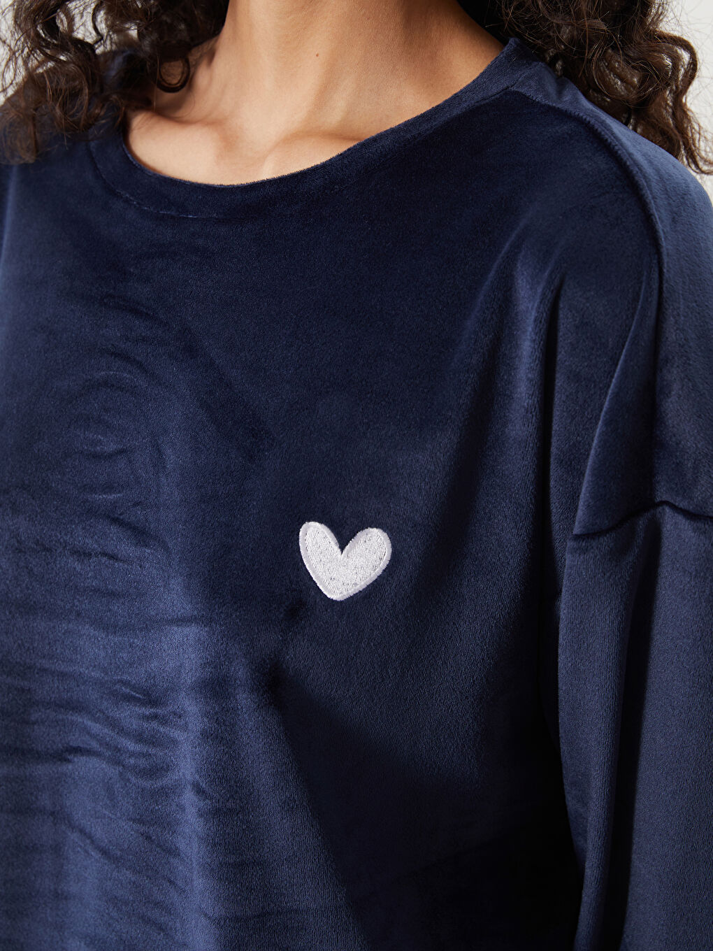 Crew Neck Embroidered Long Sleeve Women's Pyjamas Set-2