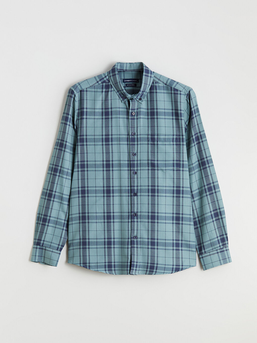 Haki Regular Fit Uzun Kollu Ekose Armürlü Erkek Gömlek-4