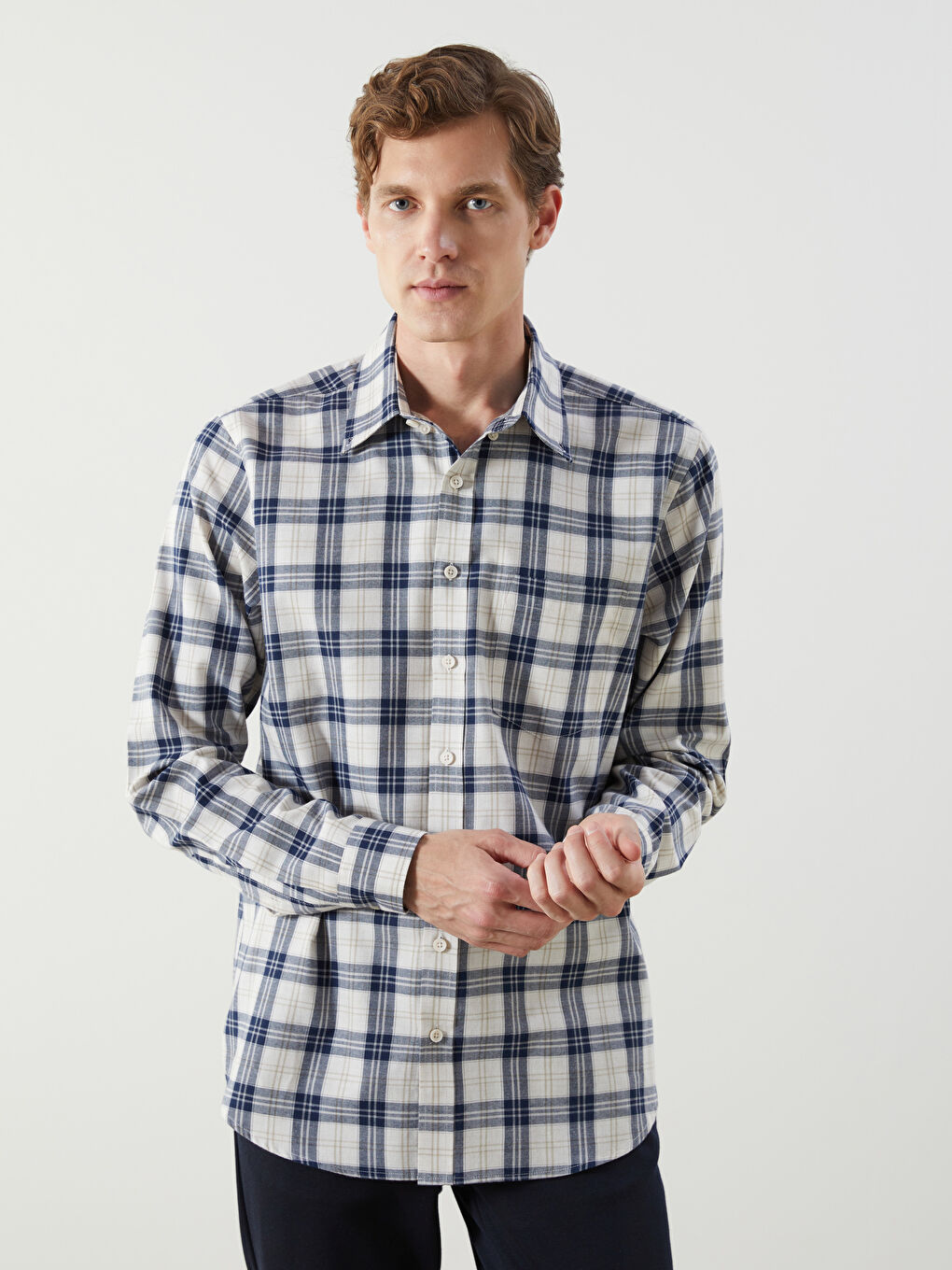 LCWAIKIKI Classic Regular Fit Long Sleeve Plaid Men's Shirt -W53408Z8-LKQ