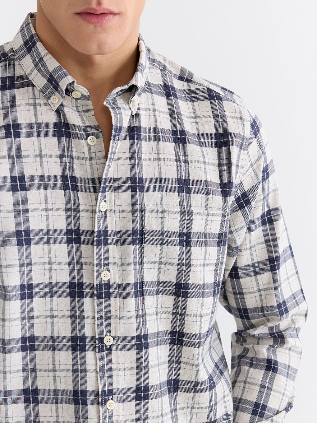 Bej Regular Fit Ekose Erkek Gömlek-2