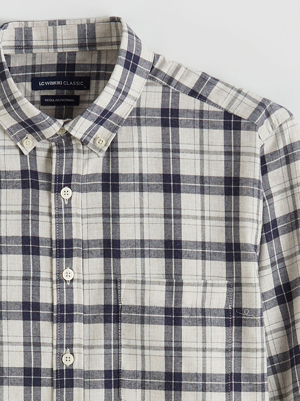 Bej Regular Fit Ekose Erkek Gömlek-5