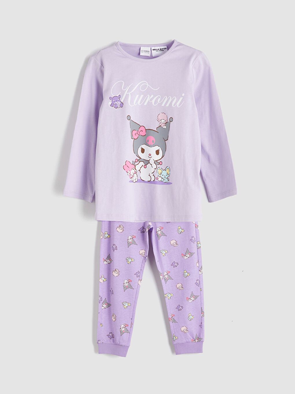 LCW Kids Crew Neck Kuromi Printed Girls' Pyjamas Set -W53412Z1-G0W
