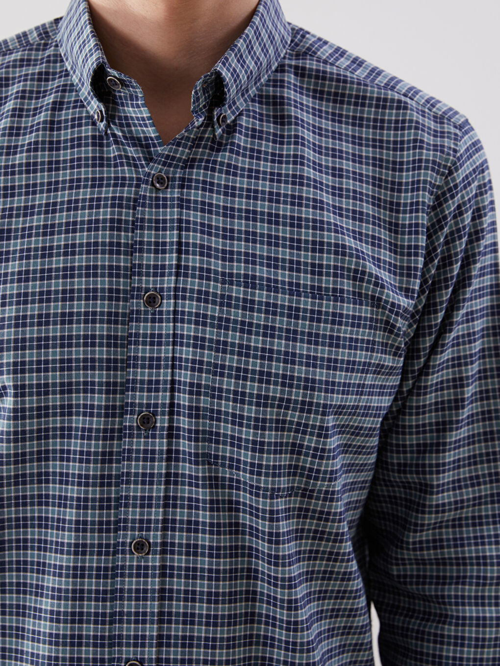 LCWAIKIKI Classic Regular Fit Long Sleeve Plaid Oxford Men's Shirt -W53415Z8-LME