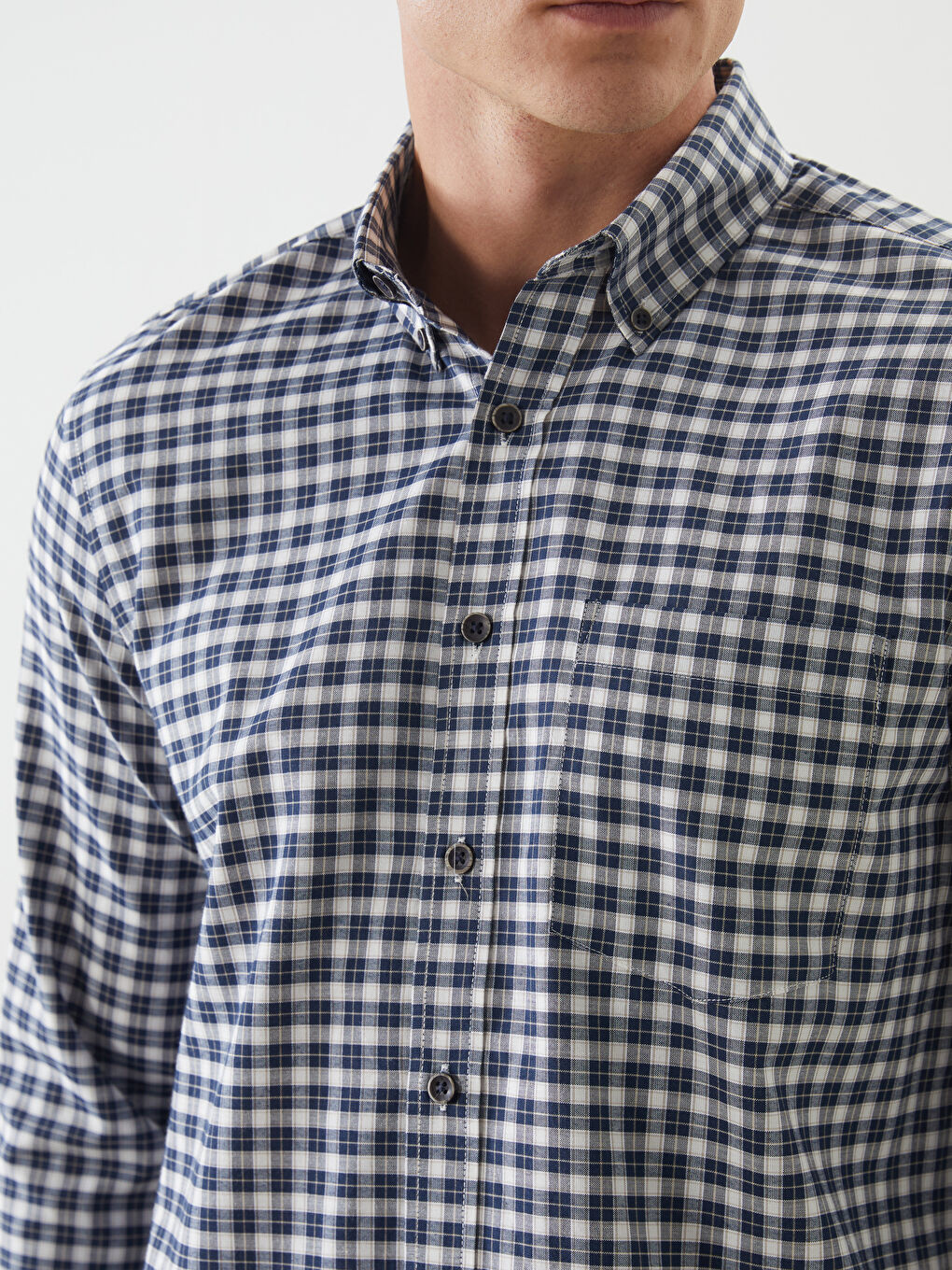 LCWAIKIKI Classic Regular Fit Long Sleeve Plaid Oxford Men's Shirt -W53415Z8-LN6