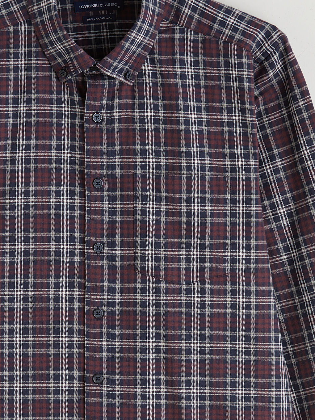 Bordo Regular Fit Uzun Kollu Ekose Erkek Gömlek-5