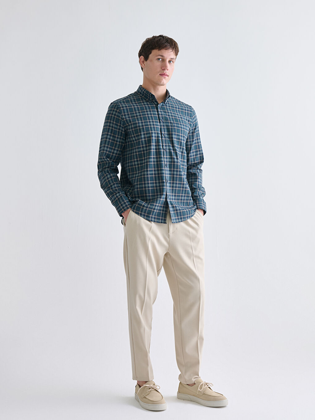 LCWAIKIKI Classic Regular Fit Long Sleeve Plaid Men's Shirt -W53417Z8-LME