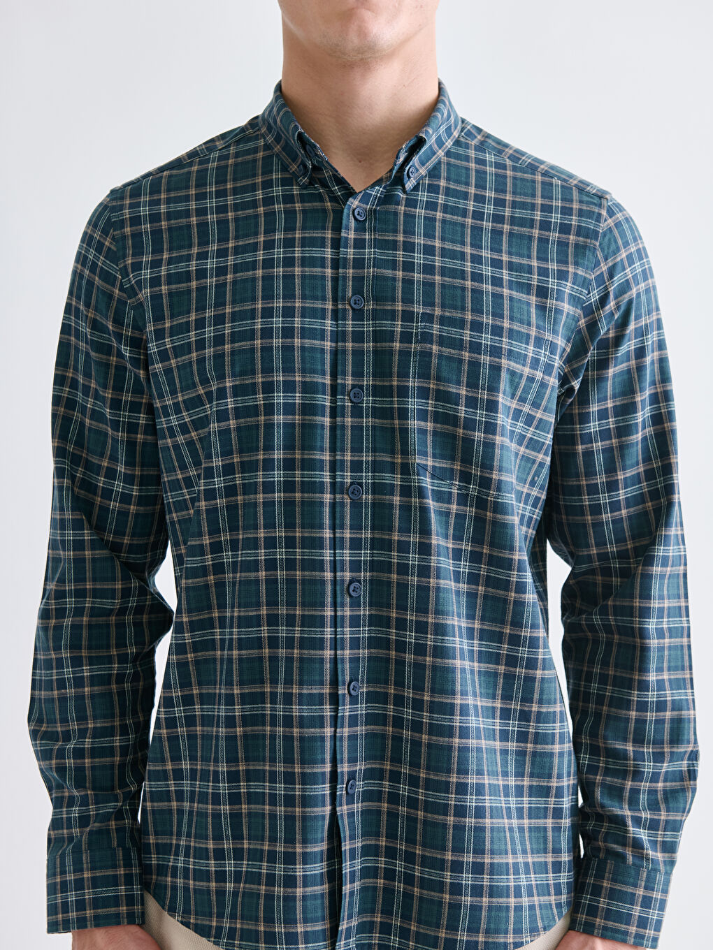 LCWAIKIKI Classic Regular Fit Long Sleeve Plaid Men's Shirt -W53417Z8-LME