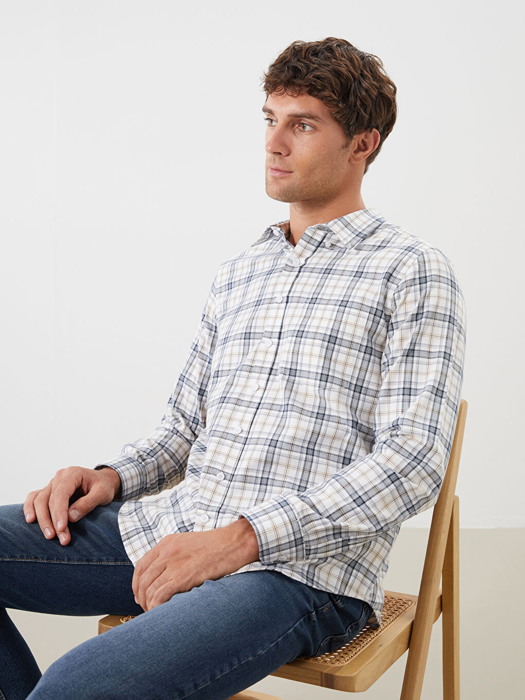 LCWAIKIKI Classic Regular Fit Long Sleeve Plaid Men's Shirt -W53417Z8-SZ4