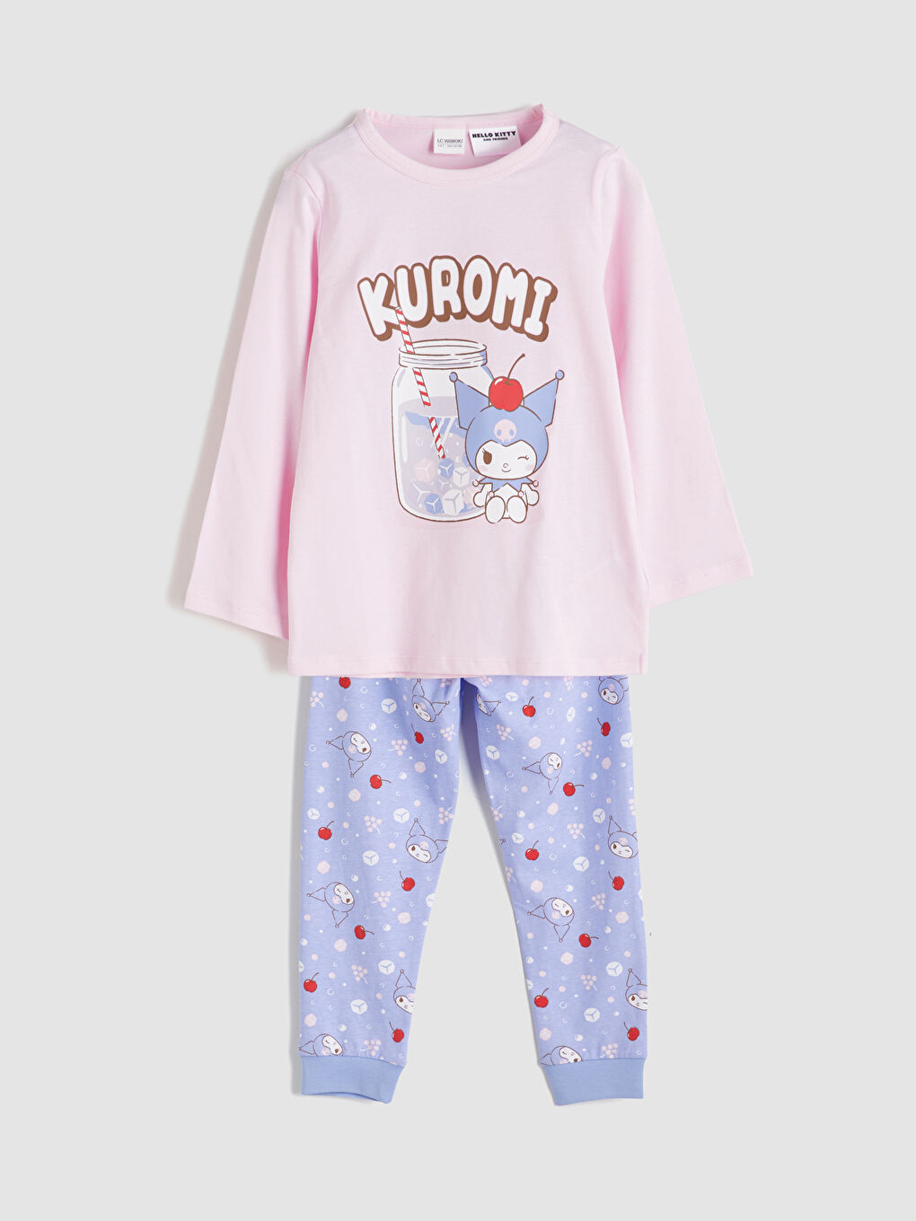 LCW Kids Crew Neck Kuromi Printed Girls' Pyjamas Set -W53423Z1-FXK