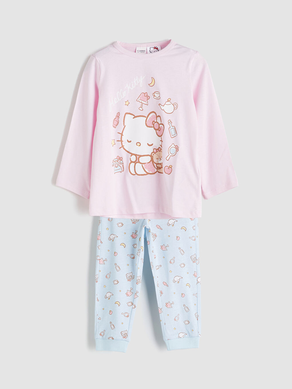 LCW Kids Hello Kitty štampani pidžama komplet za devojčice -W53426Z1-JH4