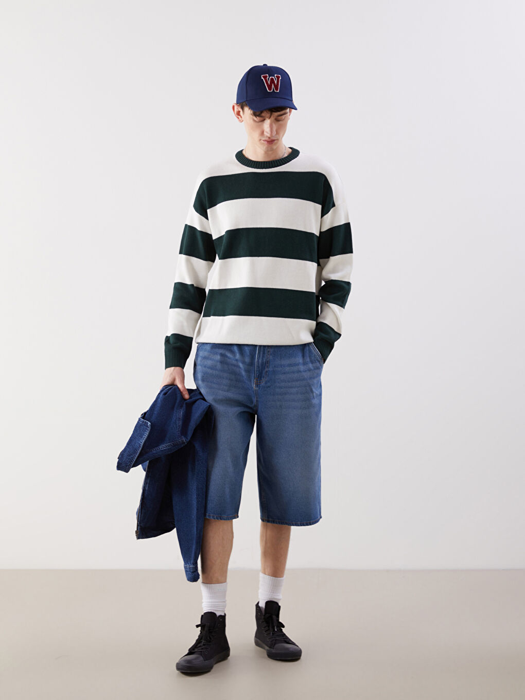 Crew Neck Striped Men's Sweater-1