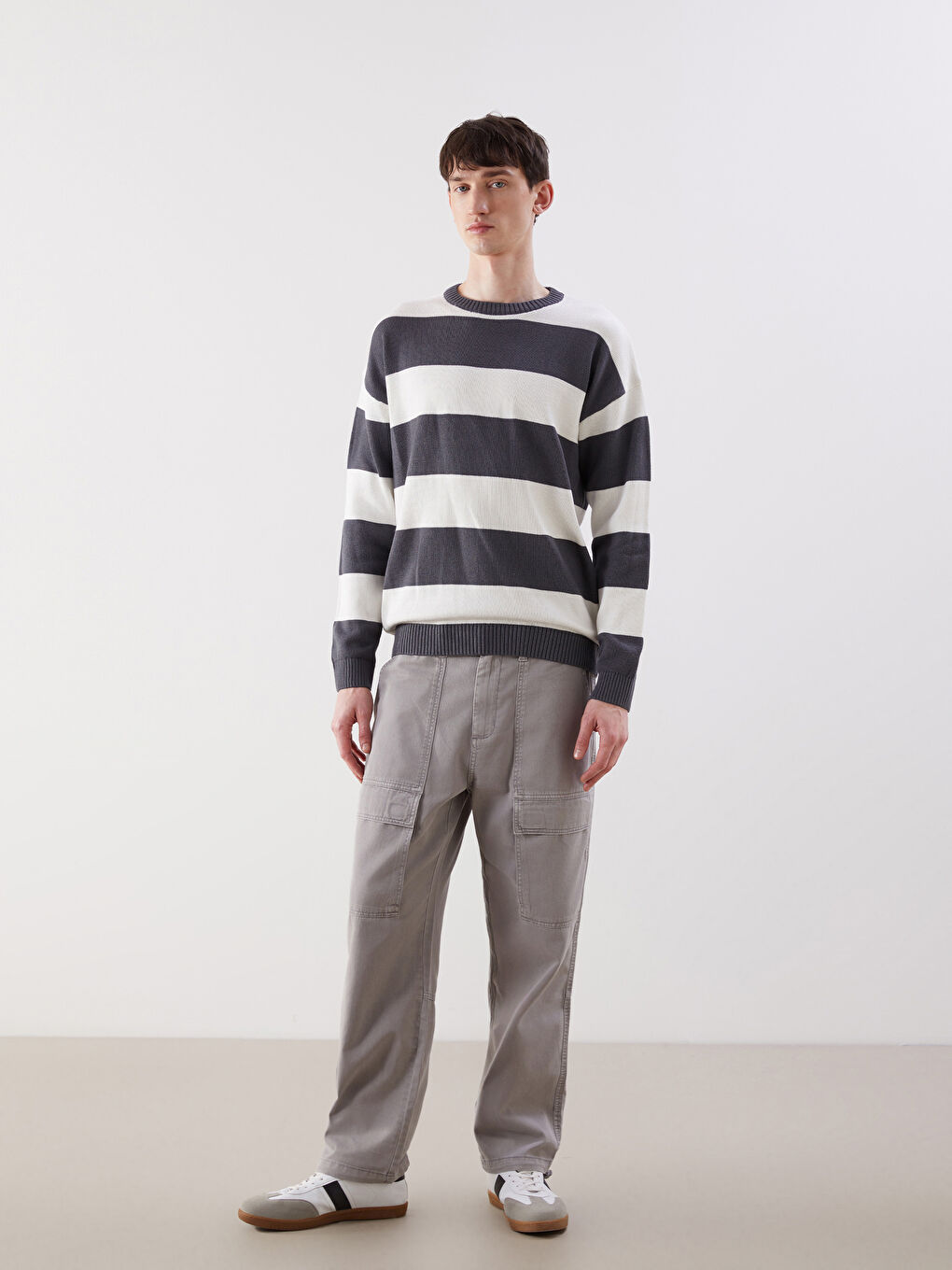 Crew Neck Striped Men's Sweater-1