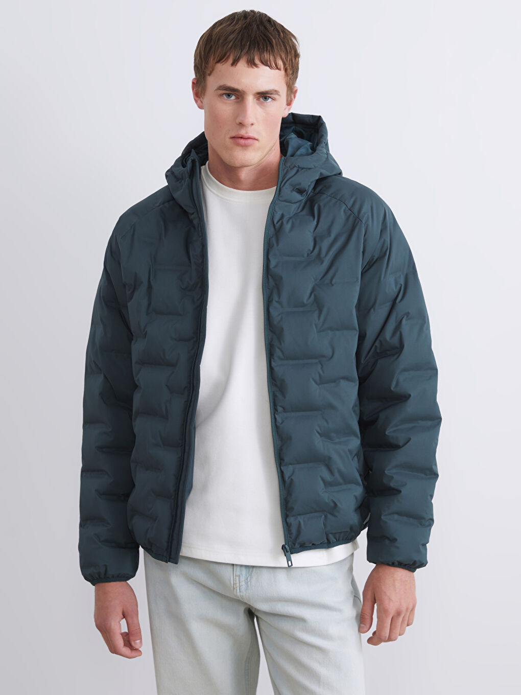 XSIDE Uski Puffer Kaput sa Kapuljačom za Muškarce -W53430Z8-ZBK