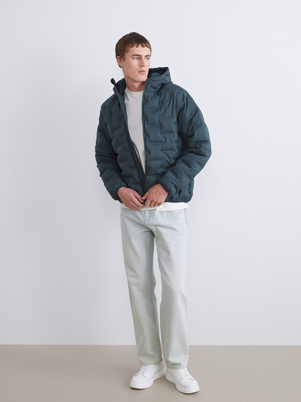 XSIDE Uski Puffer Kaput sa Kapuljačom za Muškarce -W53430Z8-ZBK