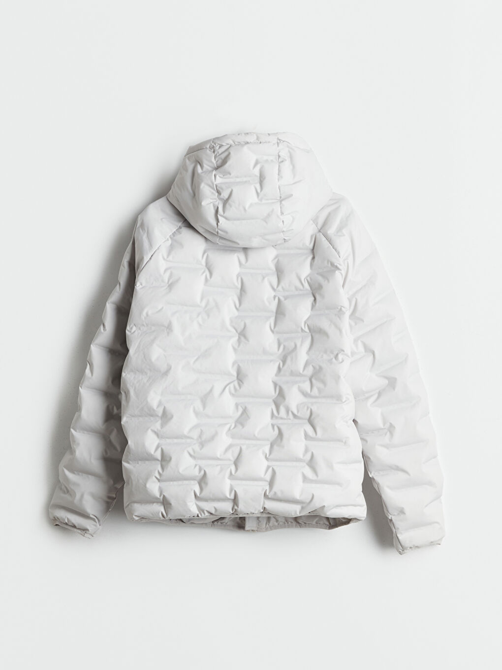 Gri Slim Fit Kapüşonlu Erkek Şişme Mont-6