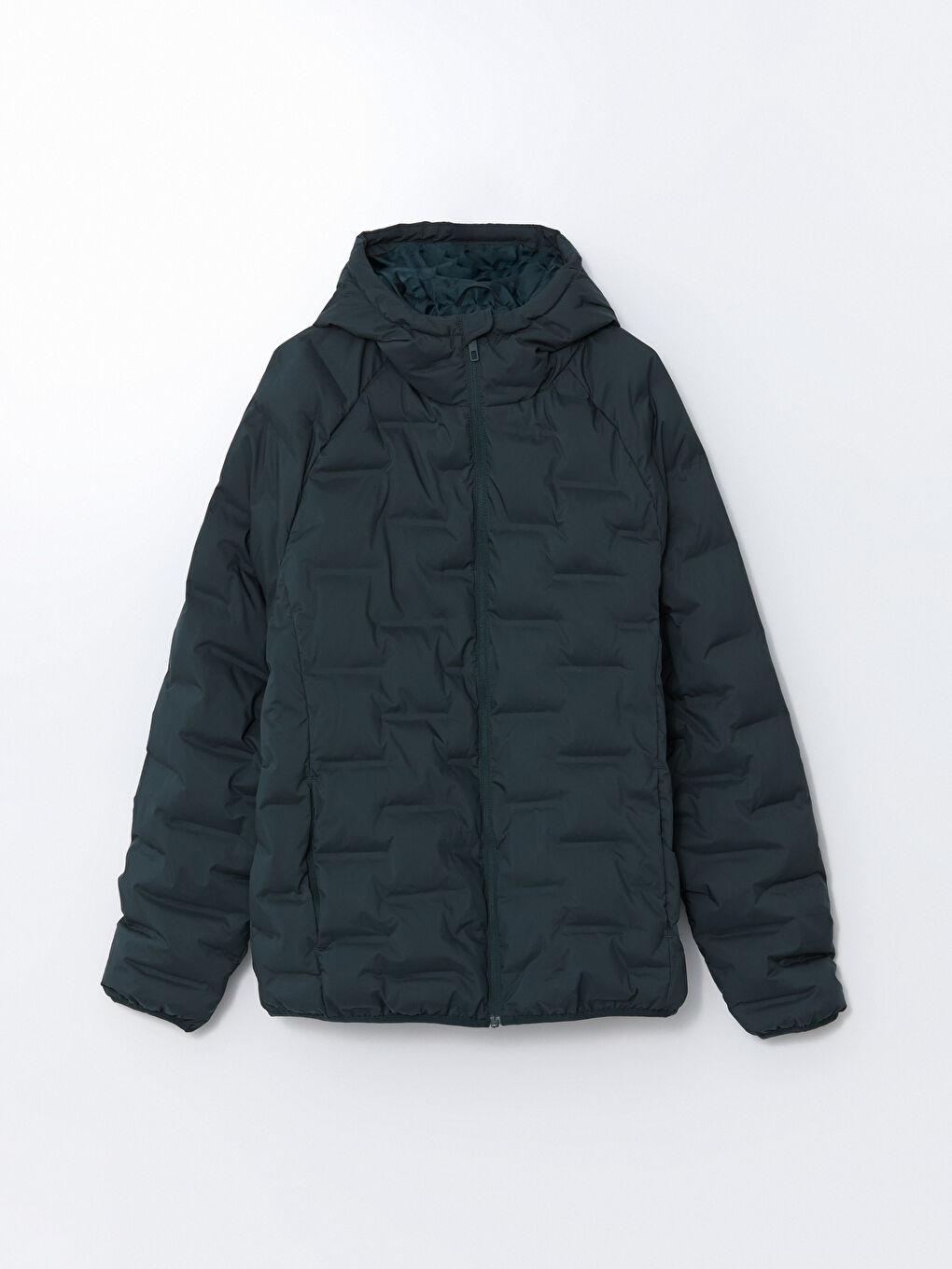 Yeşil Slim Fit Kapüşonlu Erkek Şişme Mont-5