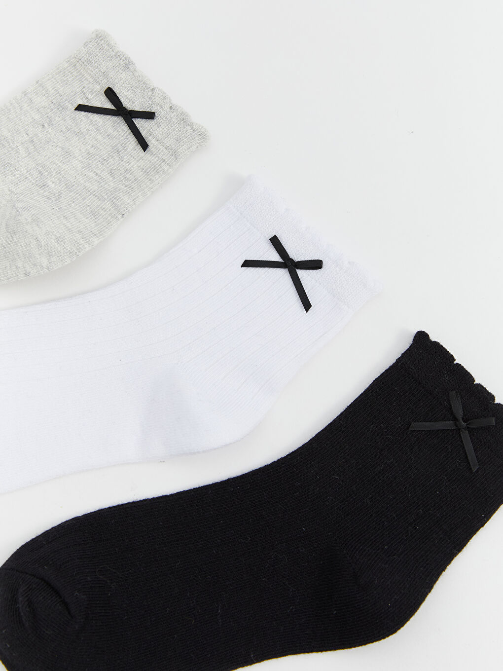 LCW Kids Bow Detailed Girls' Socks 3 Pack -W53441Z4-LAL