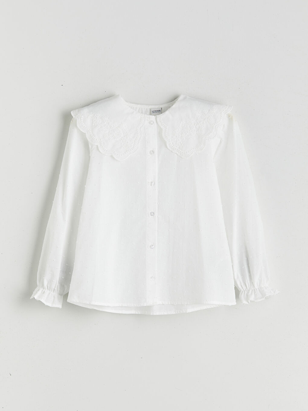 Рубашка с воротником Питер Пэн и цветочным узором для девочек