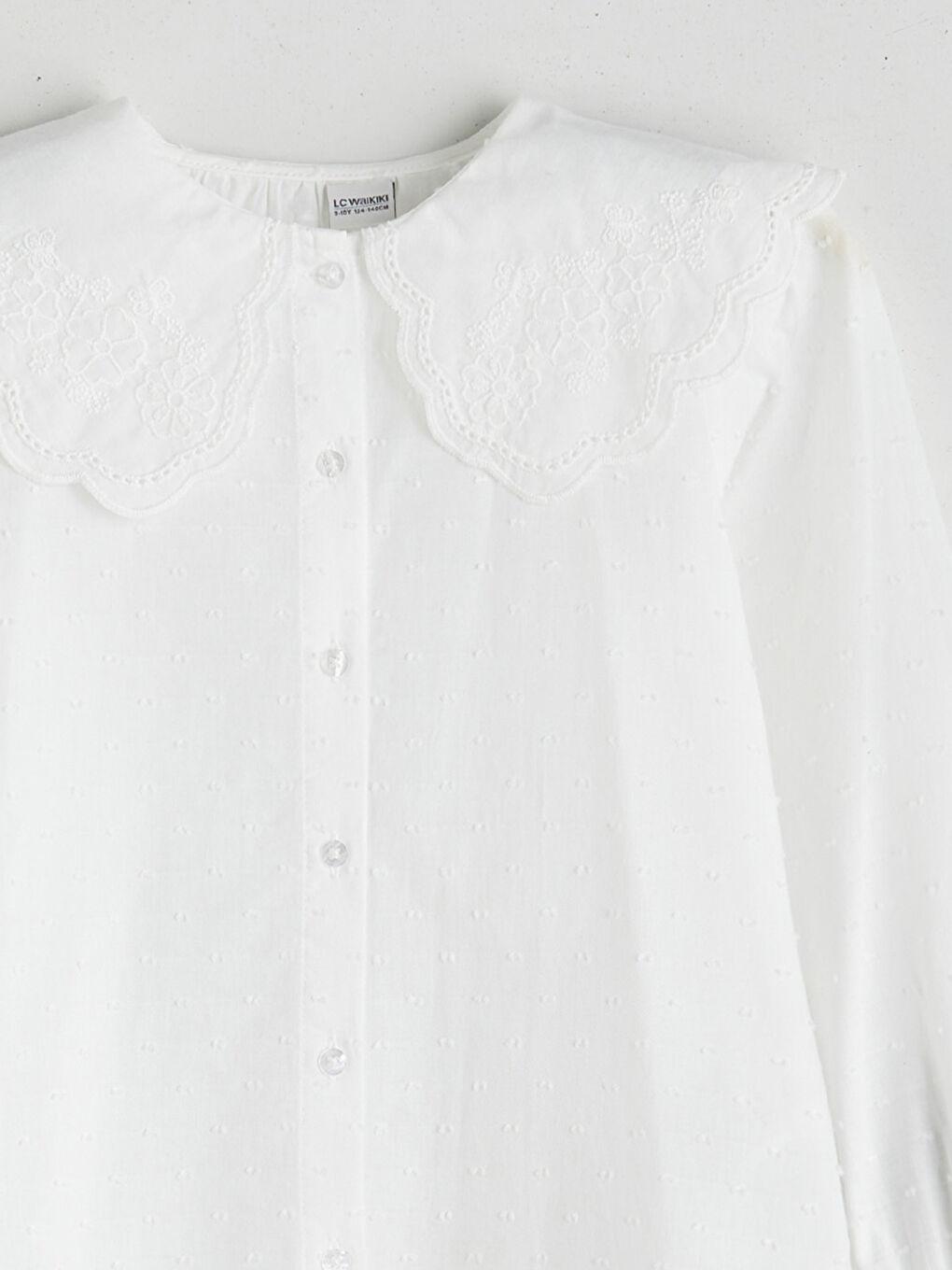 Рубашка с воротником Питер Пэн и цветочным узором для девочек-2