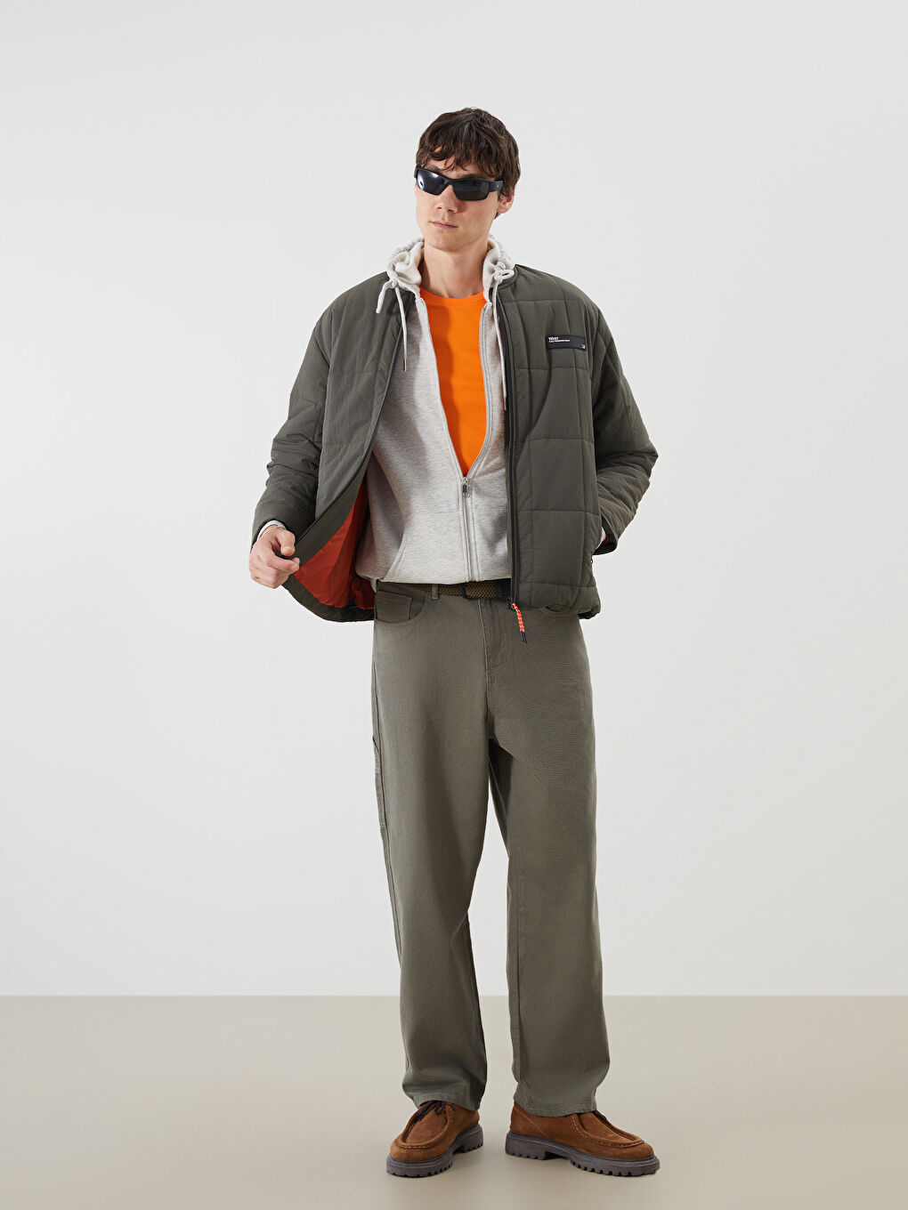 Haki Rahat Kalıp Kolej Yaka Erkek Bomber Mont-1