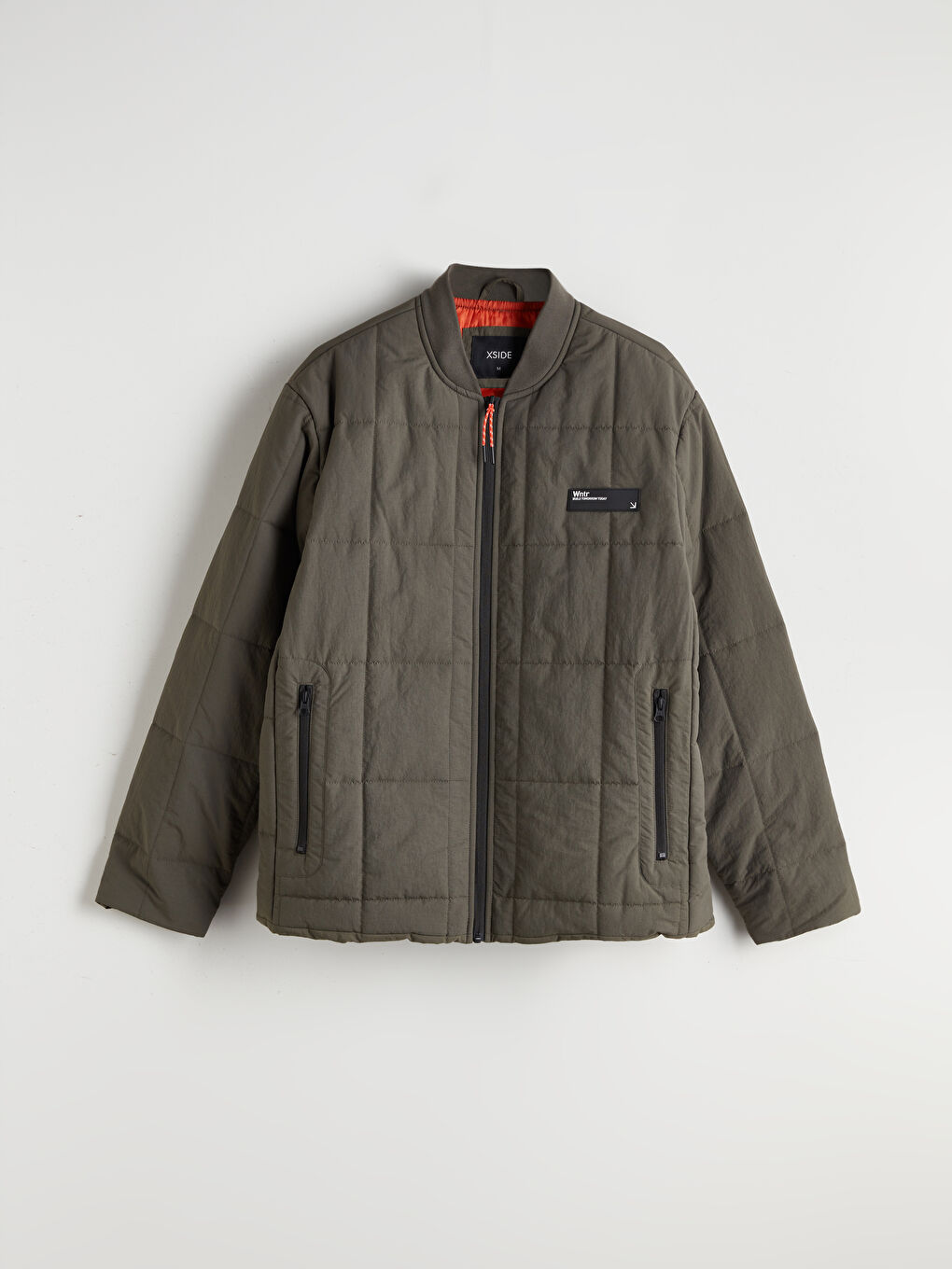 Haki Rahat Kalıp Kolej Yaka Erkek Bomber Mont-5