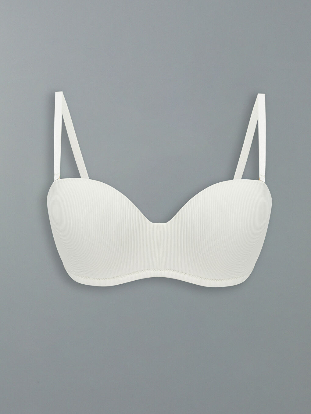 Ekru Balenli Dolgusuz Straplez Sütyen