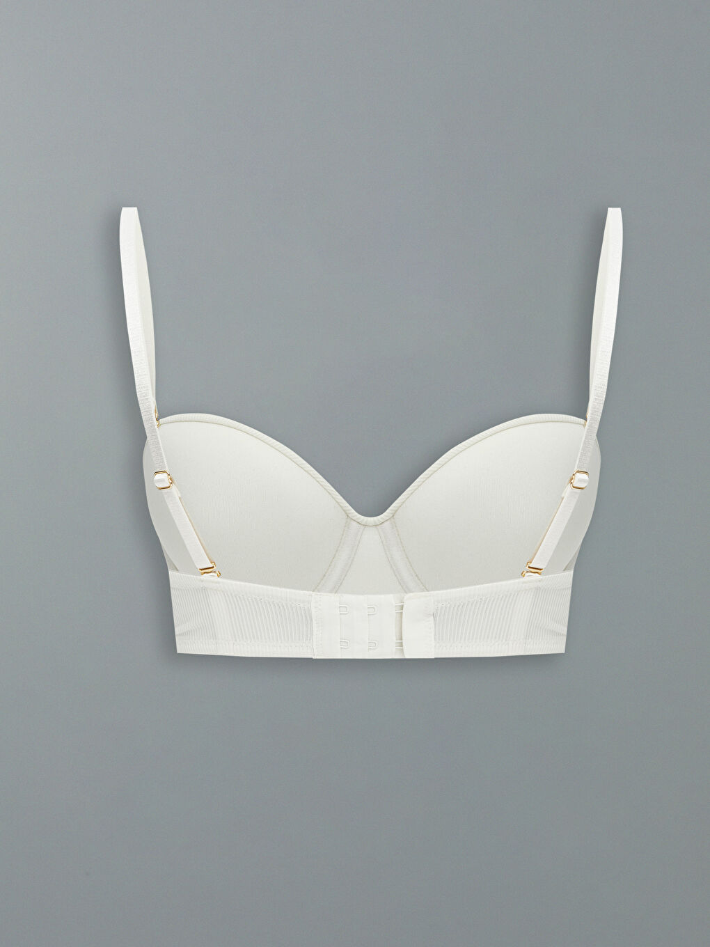 Ekru Balenli Dolgusuz Straplez Sütyen-1