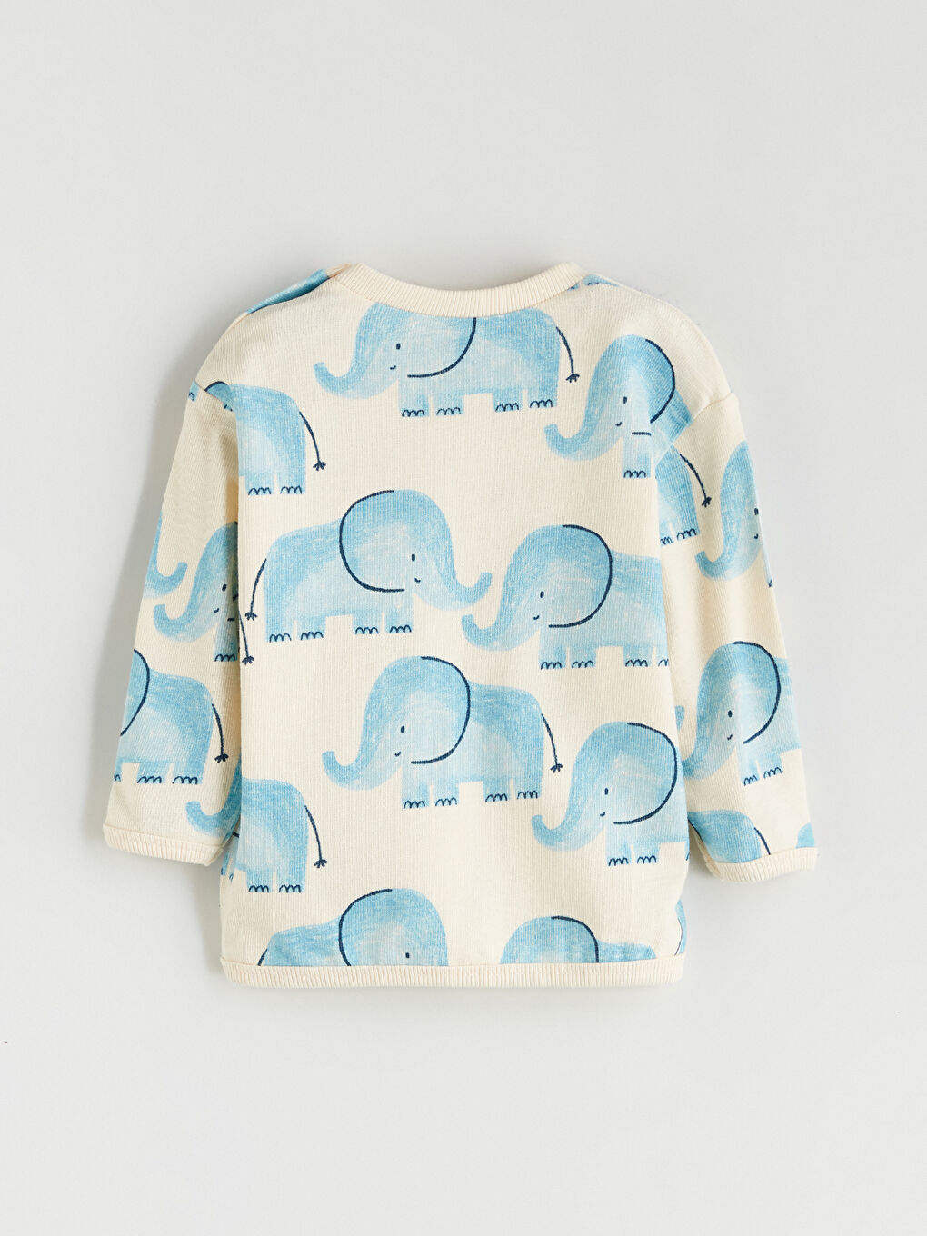 Ekru Fil Baskılı Erkek Bebek Sweatshirt-1