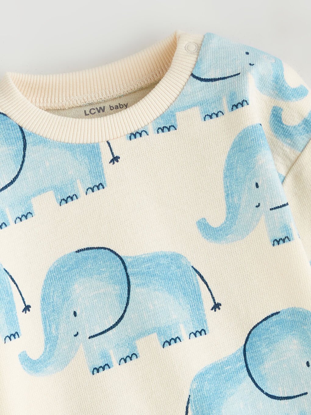 Ekru Fil Baskılı Erkek Bebek Sweatshirt-2