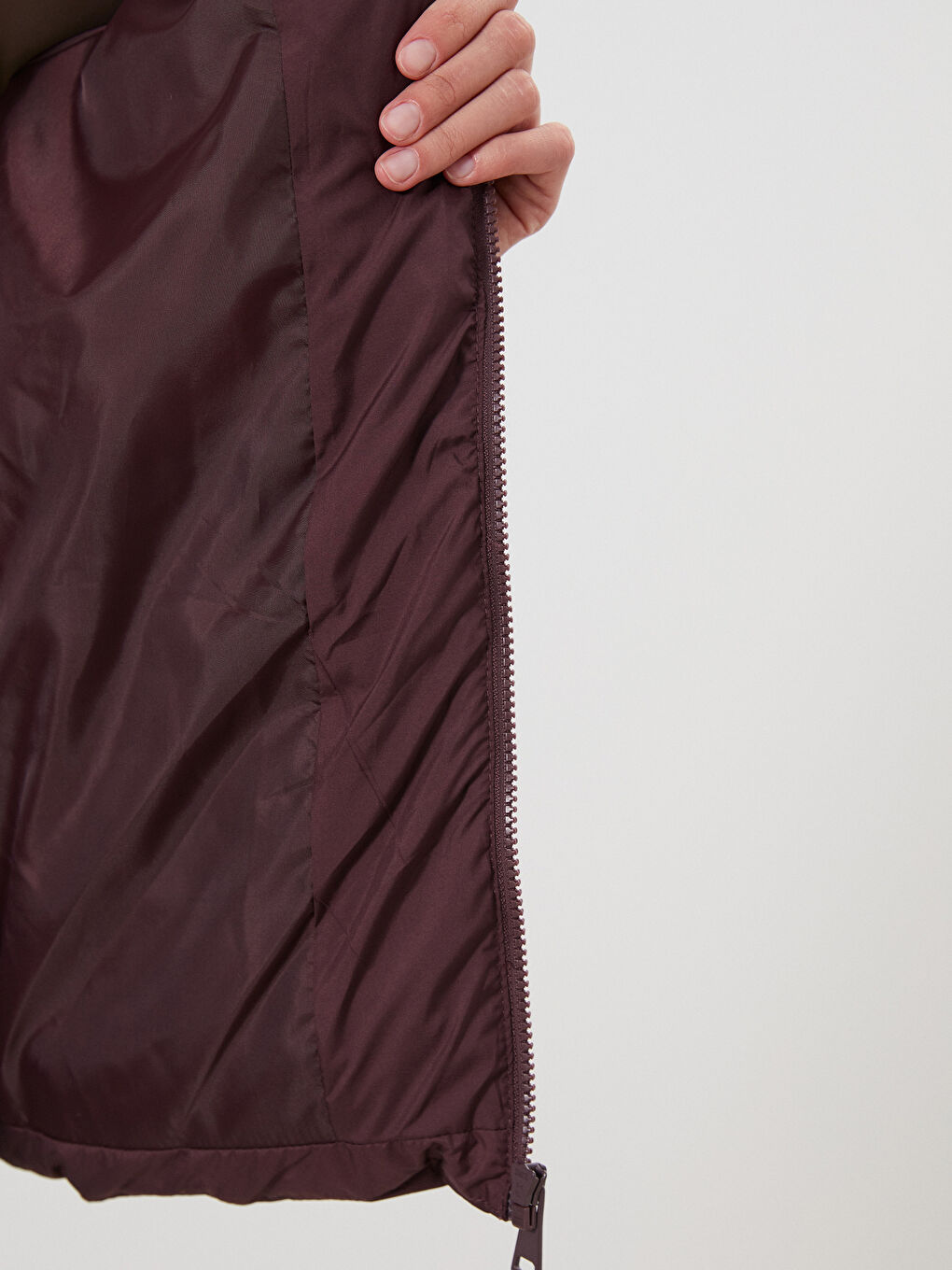 Mürdüm Kapüşonlu Kadın Şişme Mont-2