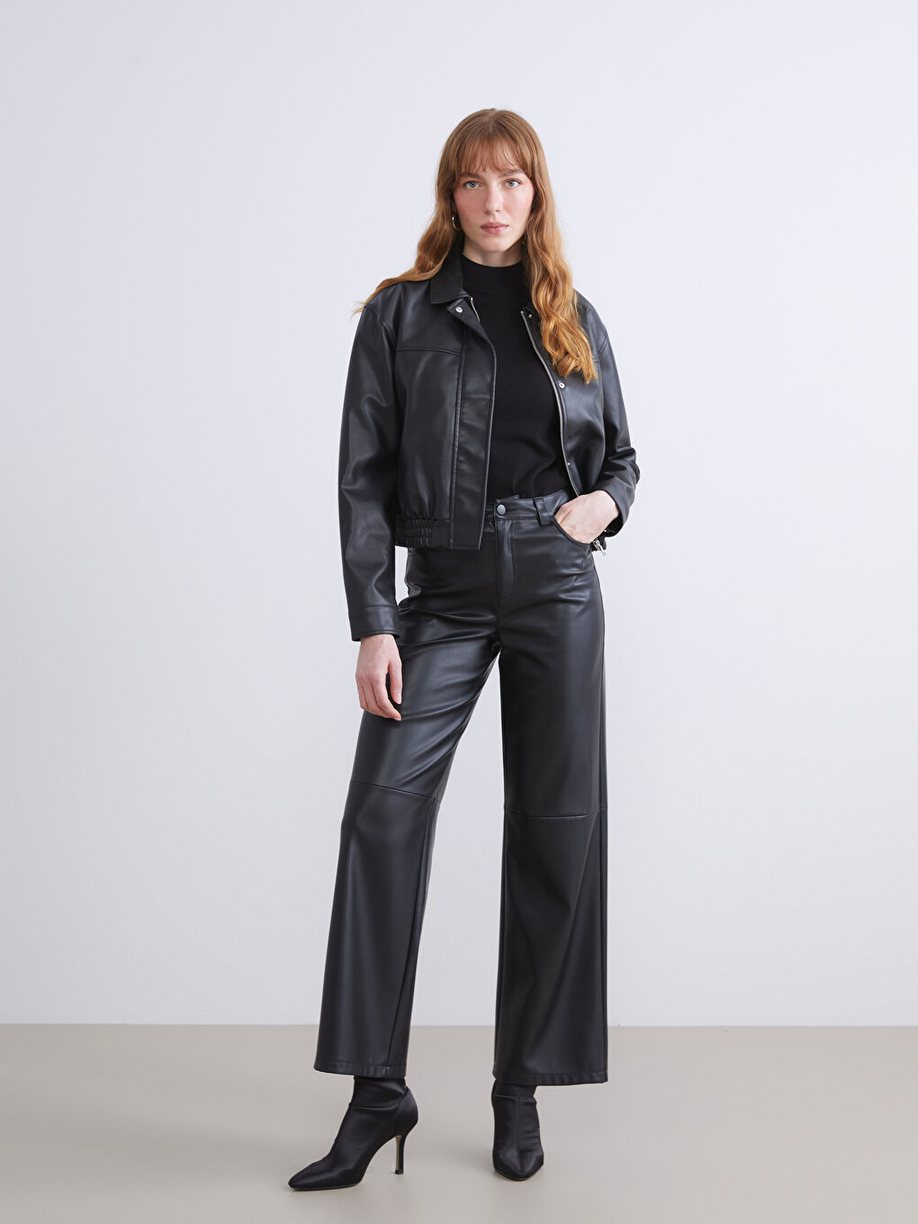 LCWAIKIKI Classic Collared Neck Women's Faux Leather Jacket -W53521Z8-CVL