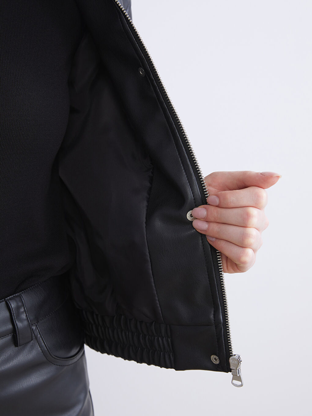 LCWAIKIKI Classic Collared Neck Women's Faux Leather Jacket -W53521Z8-CVL