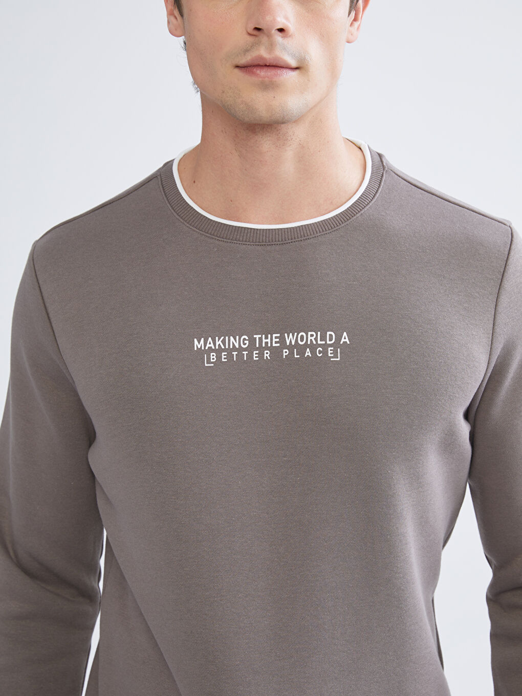 Crew Neck Printed Men's Thick Sweatshirt-2