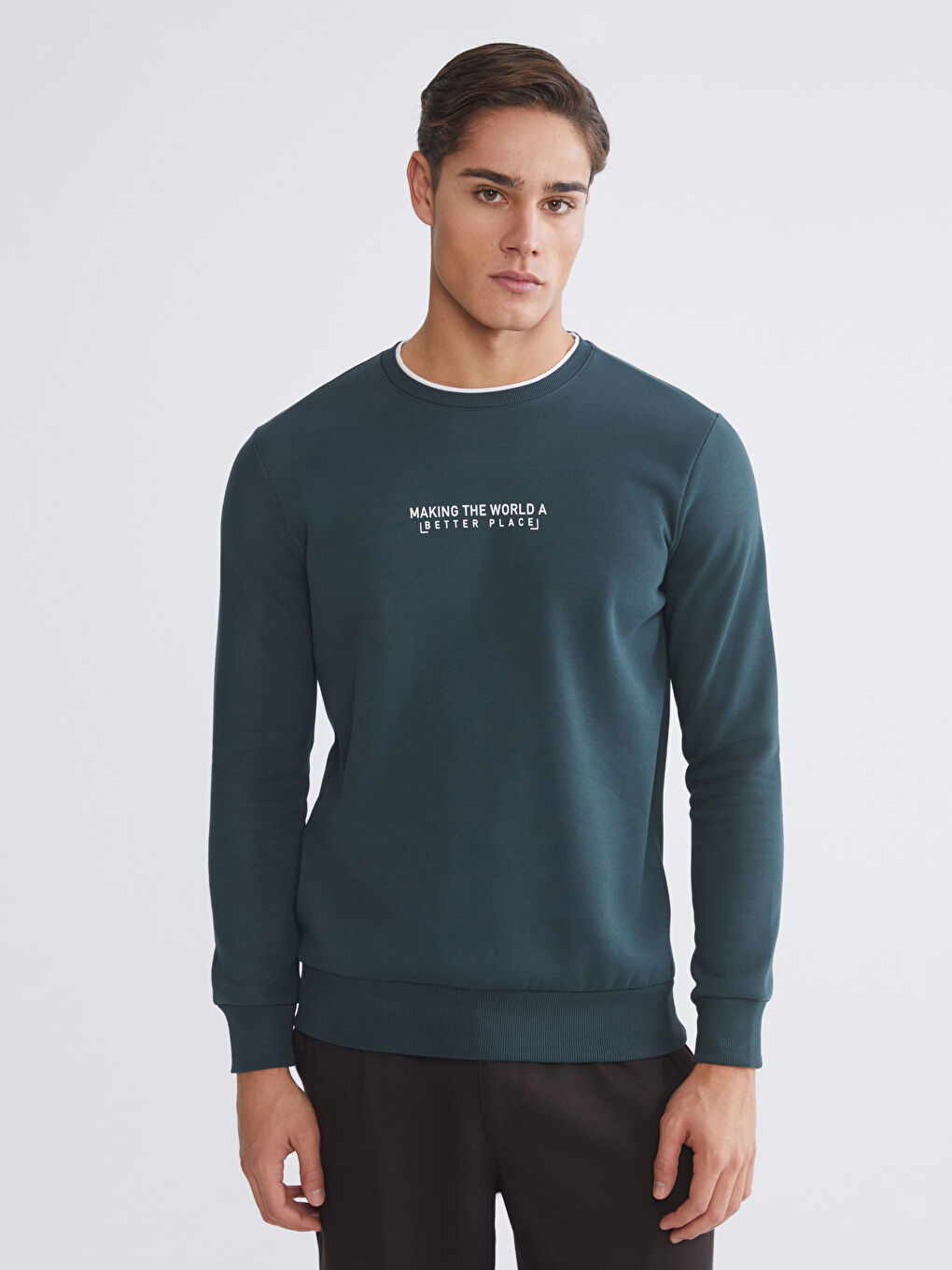 Crew Neck Printed Men's Thick Sweatshirt-1