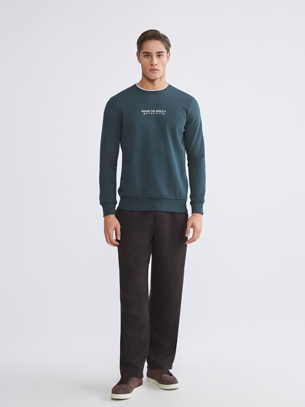 Crew Neck Printed Men's Thick Sweatshirt-2