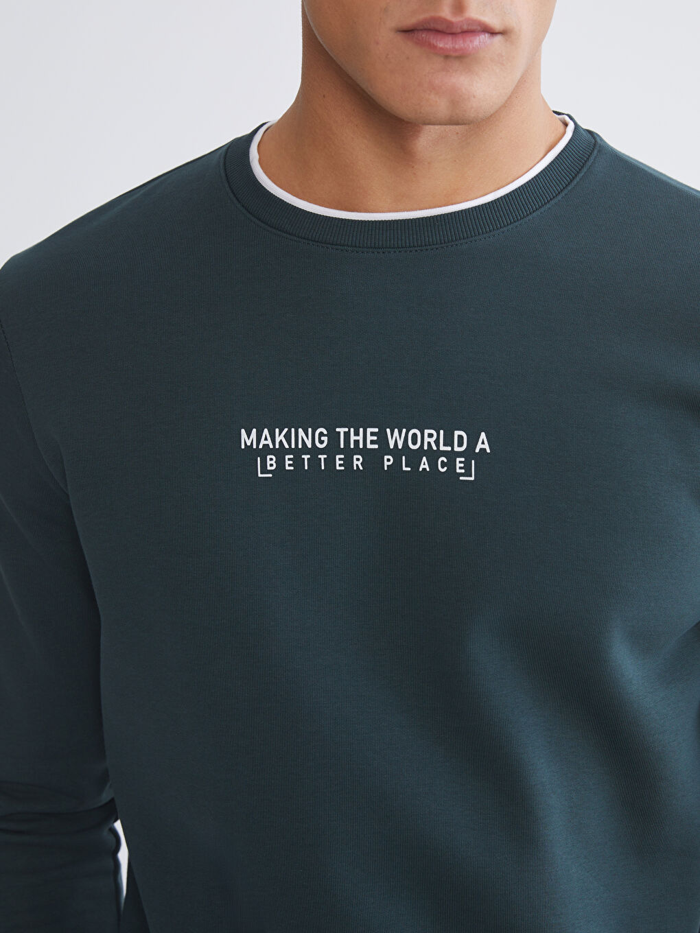 Crew Neck Printed Men's Thick Sweatshirt-4