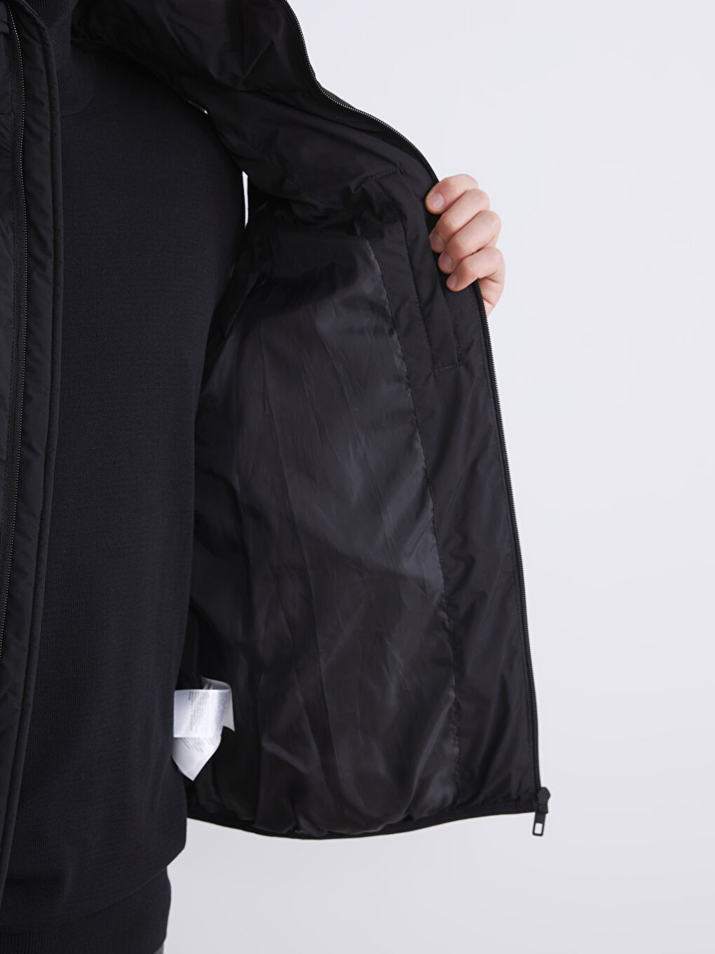 Siyah Standart Kalıp Dik Yaka Erkek Şişme Yelek-2