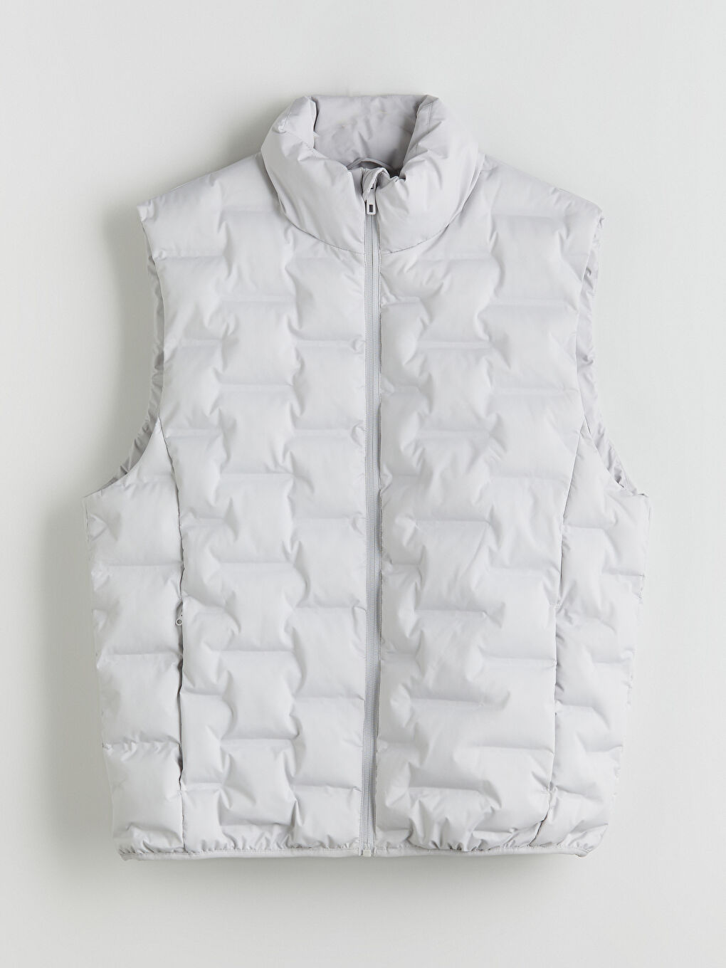 Gri Standart Kalıp Dik Yaka Erkek Şişme Yelek-7