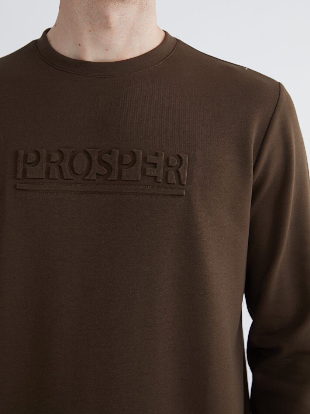 Kahverengi Bisiklet Yaka Baskılı Erkek Sweatshirt-2