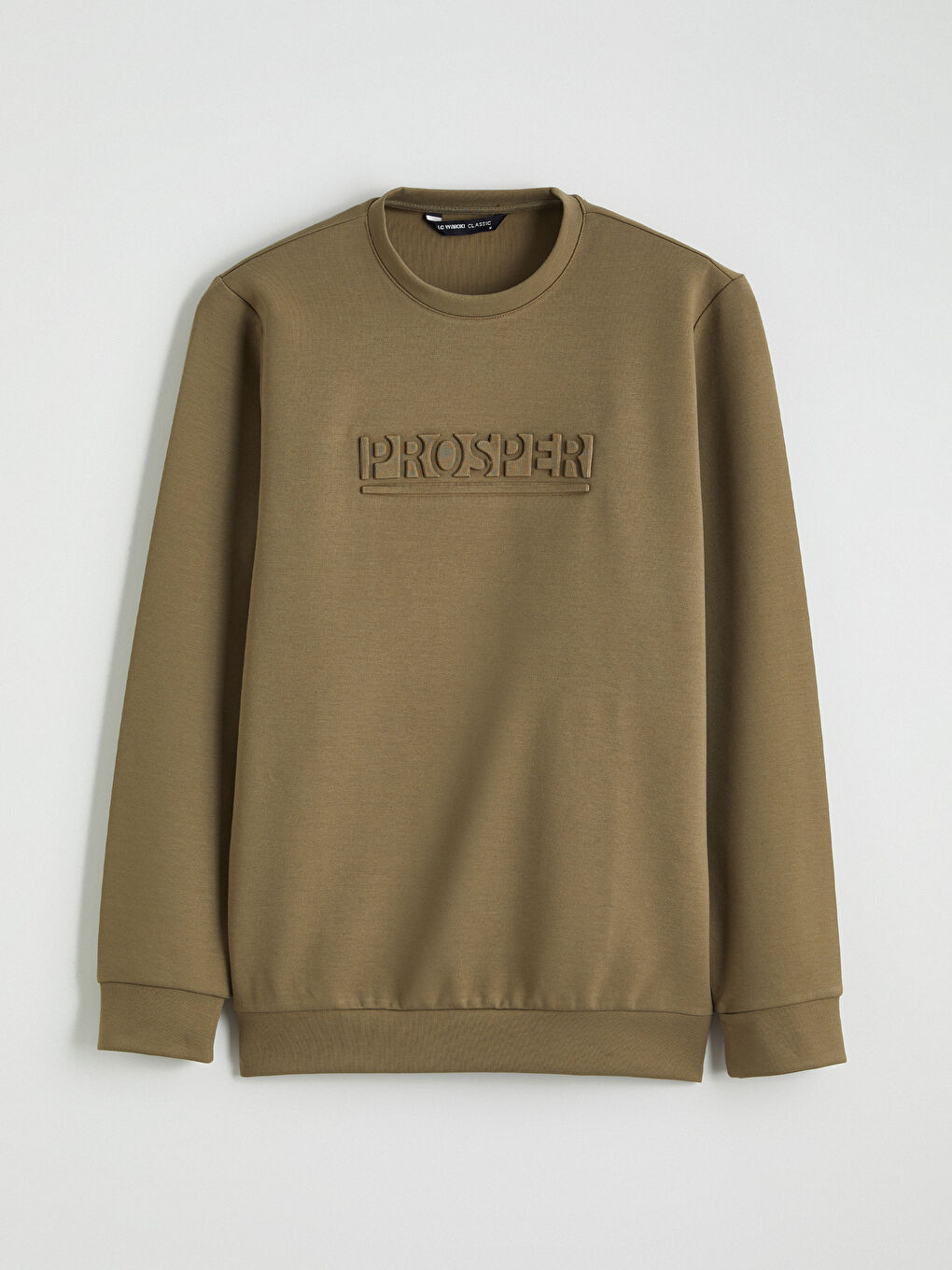 Haki Bisiklet Yaka Baskılı Erkek Sweatshirt-4