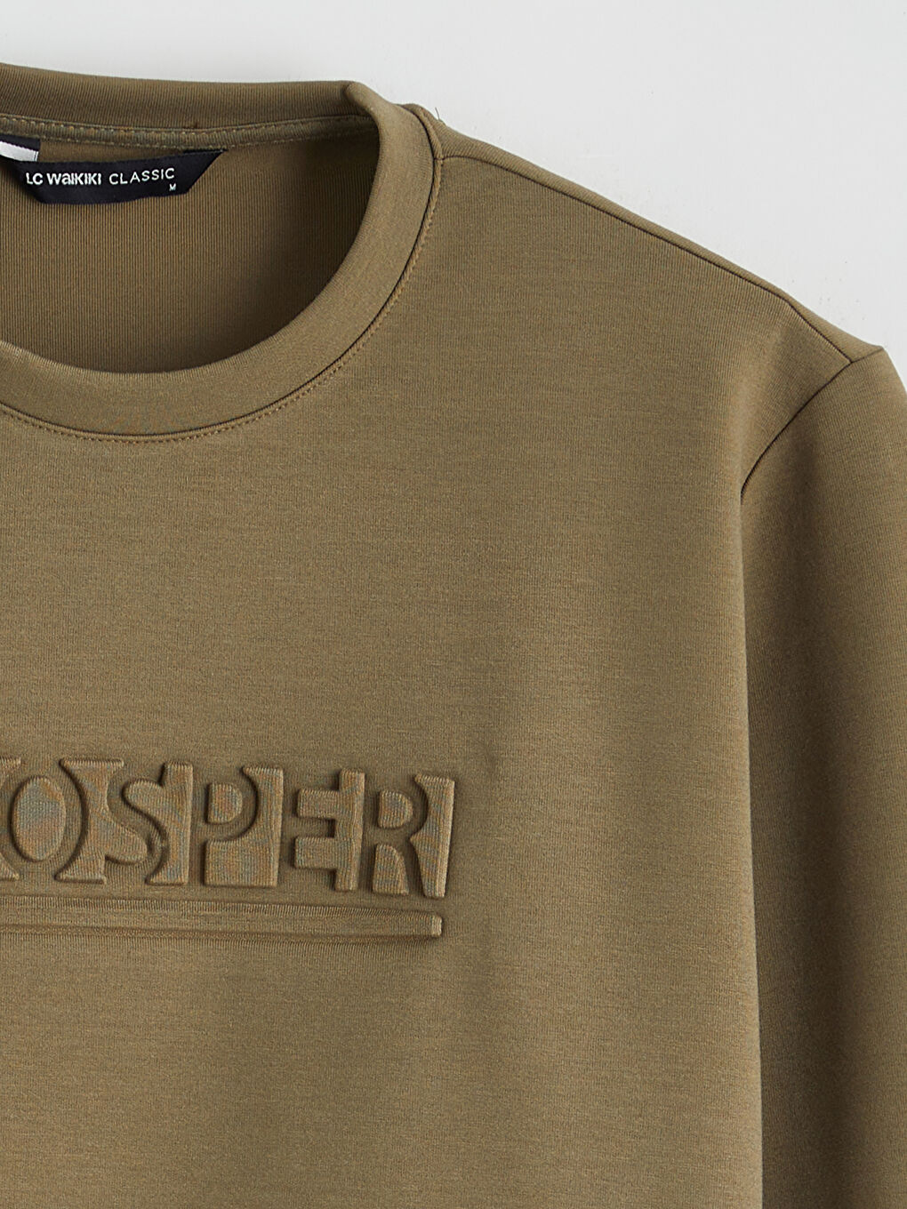 Haki Bisiklet Yaka Baskılı Erkek Sweatshirt-5