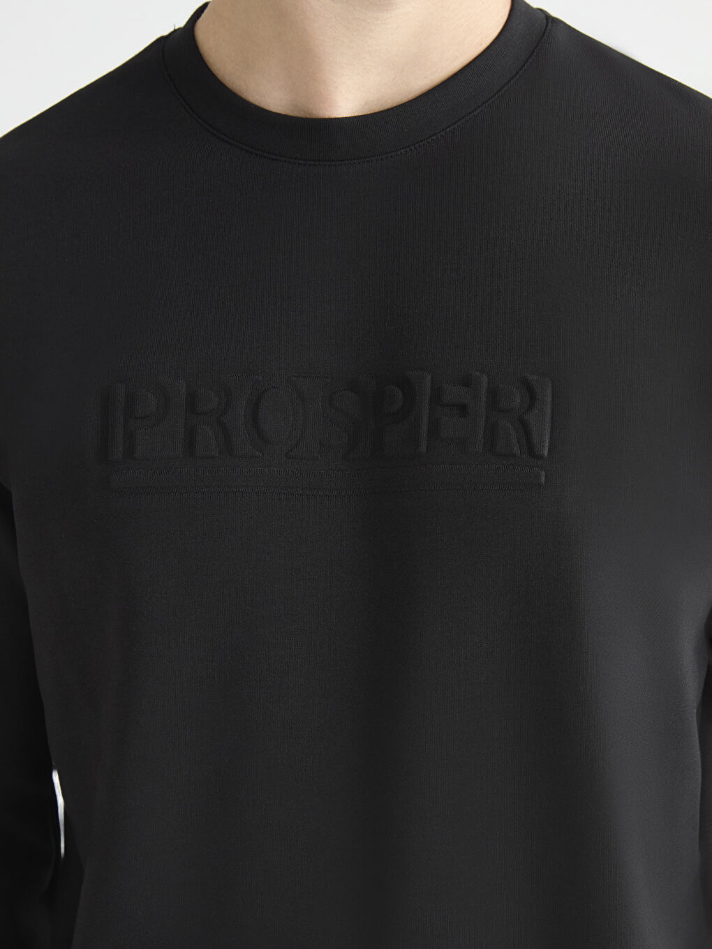 Siyah Bisiklet Yaka Baskılı Erkek Sweatshirt-2