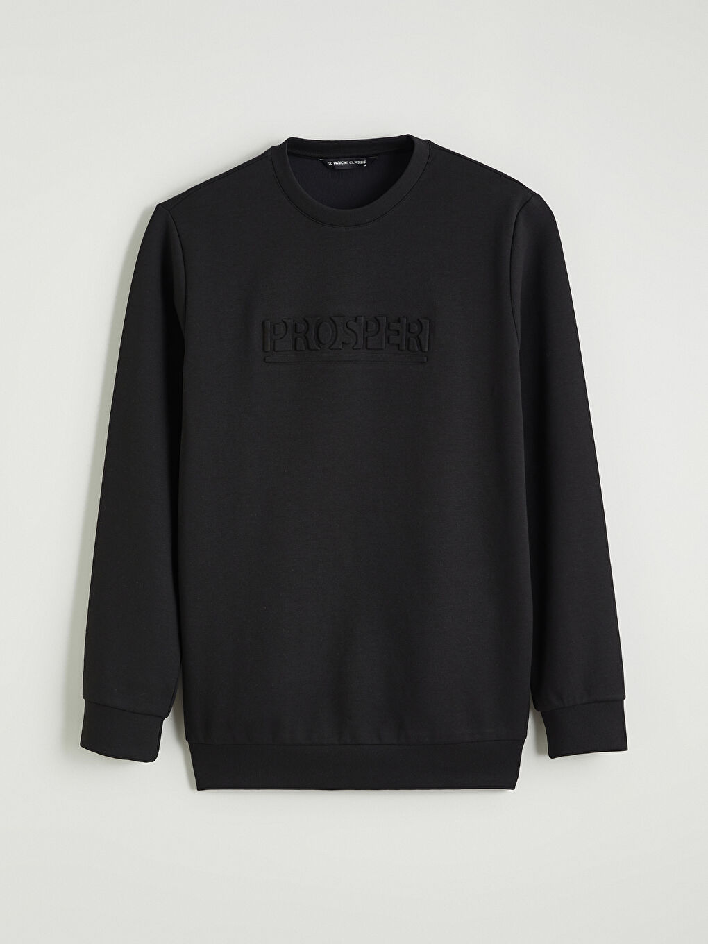 Siyah Bisiklet Yaka Baskılı Erkek Sweatshirt-4