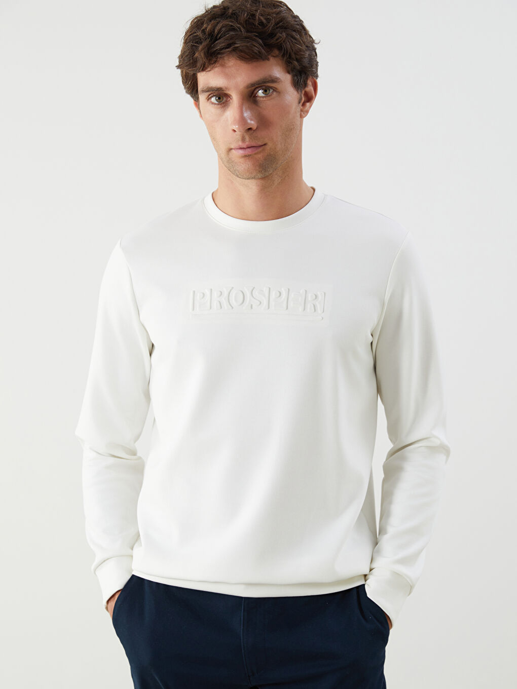 Hanorac Basic Imprimat pentru Bărbați cu Guler Rotund