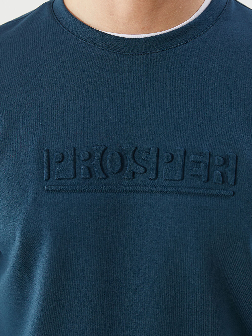 Petrol Bisiklet Yaka Baskılı Erkek Sweatshirt-2