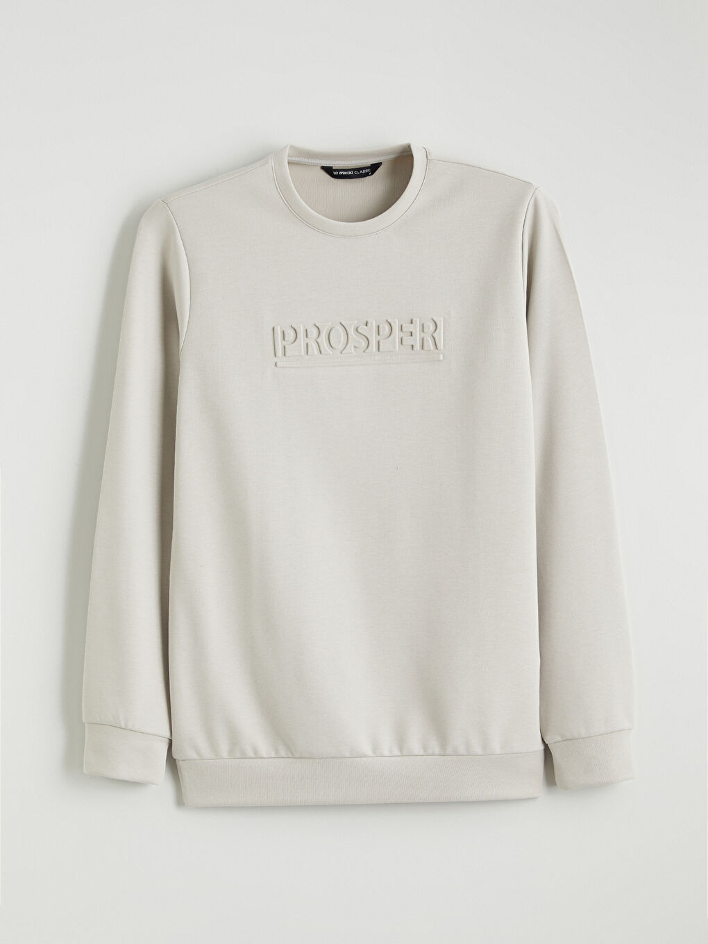 Bej Bisiklet Yaka Baskılı Erkek Sweatshirt-4